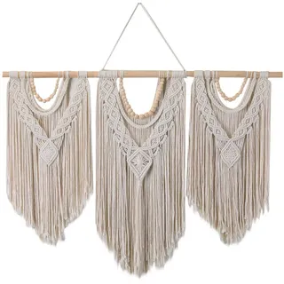 Agger Wanddekoobjekt Makramee-Wandbehang (Groß), Boho-Wanddeko, Großformatige Wandkunst, Wanddekoration für das Wohnzimmer beige