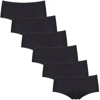 Sloggi Basic+ Midi Slip aus Baumwolle, Damen Unterhosen, Bequeme Damen Unterwäsche für den Alltag, Baumwoll Slip Damen im 6er Pack (42 Schwarz) - 42