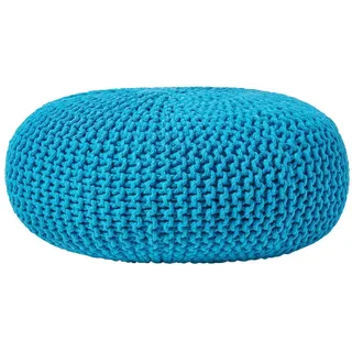 Homescapes Strick-Pouf, Türkis, Textil, Uni, Rund, 70x23x70 cm, Wohnzimmer, Hocker, Poufs