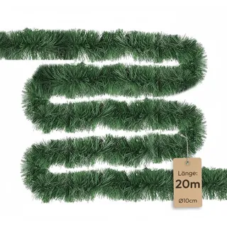 Meisterhome® Premium Qualität Künstliche Weihnachtsgirlande Tannengirlande Grün 5/10m Lange, Tannengirlande Tannenzweiggirlande Weihnachtsdeko Weihnachten - Außen & Innen (20m)