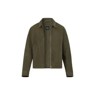 BOSS Black Herren Lederjacke grün Ziegenvelours, grün, Herbst/Winter 2026/2027