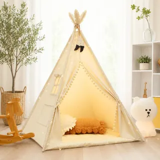 LIONHERZ® DAS ORIGINAL Tipi Zelt Kinder 100% Baumwolle | Kinderzelt Indoor