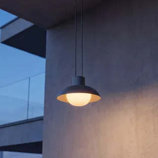 LED Akku Pendelleuchte dimmbar Anthrazit IP54 3000 K Ø20 cm Hängelampe Balkon