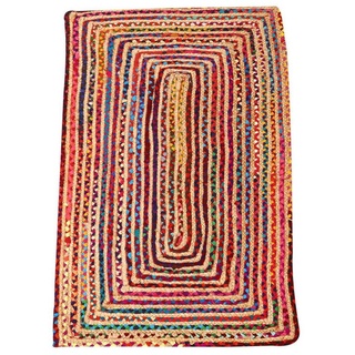 Teppich Jute Teppich Esha bunt rechteckig, Teppichläufer im Boho-Stil, Casa Moro, rechteckig, Geschenkideen 60 cm x 110 cm