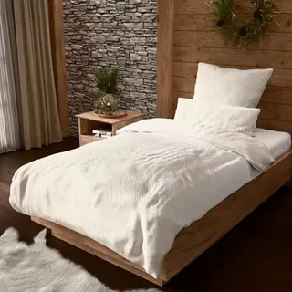 MONT CHALET Fell-Wendebettwäsche uni Jacquard-Design Mikrofaser Chinchilla Einzelbett, 3tlg.