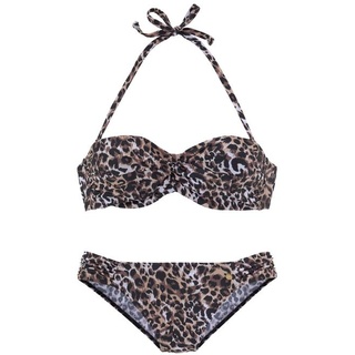 LASCANA Bandeau-Bikini Damen braun-bedruckt Gr.36 Cup E