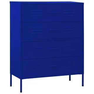 vidaXL Kommode 4 Schubladen Anrichte Schrank Beistellschrank Mehrzweckschrank Standschrank Sideboard Schubladenschrank Marineblau 80x35x101,5cm Stahl