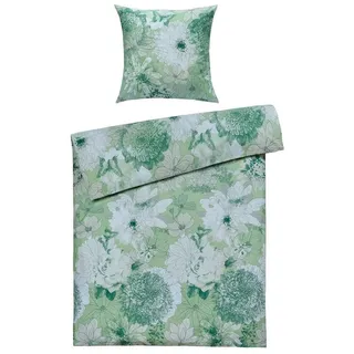 CASANOVA Bettwäsche BLAIR floral Grün 155 x 220 cm + 80 x 80 cm