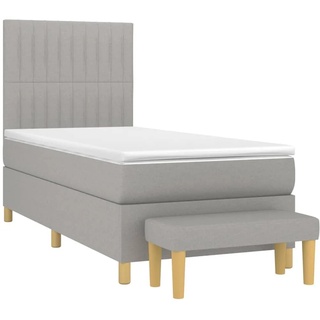 vidaXL Boxspringbett mit Matratze Hellgrau 90x200 cm Stoff