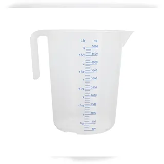 Schneider - Meßbecher, 5,0 l, geprägte Skala, blaue Schrift, offener Griff