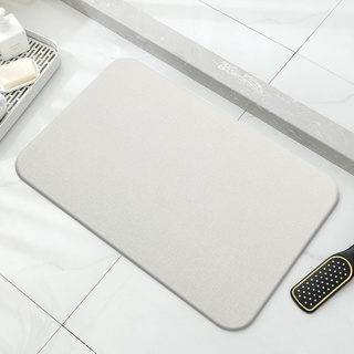 Absorbierende Stein-Badematte, Stein-Badematte, saugfähige Badematte, rutschfeste natürliche Kieselgur-Badematte, Haushalt, Badezimmer, gebrochenes Weiß, 39 x 60 cm