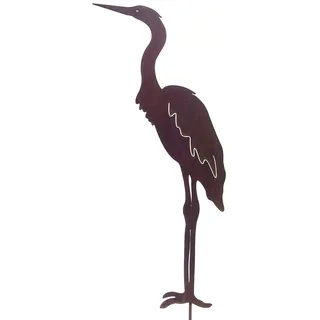 Gartenstecker Reiher -Stahl mit Edelrost- -gute Qualität, frostsicher, Gesamthöhe ca. 100 cm, Höhe-Figur 71 cm, stabile Ausführung, witterungsbeständig