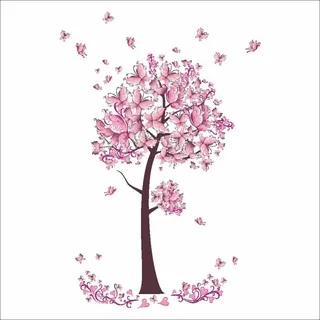 Cover-Discount, Wandtattoo, Wandsticker Tattoo Aufkleber Baum rosa