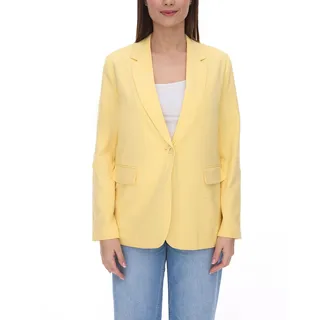 AjC Damen Blazer hüftlanger Boyfriend-Blazer mit Innenfutter und Ein-Knopf-Verschluss 53438757 Gelb - 32