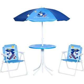 Kindersitzgruppe Mit Tisch Und Sonnenschirm (Farbe: Blau)