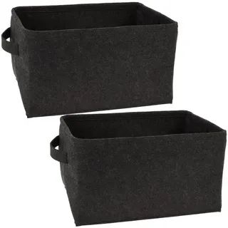 Koopman Aufbewahrungskorb Filzkorb 40x29 cm 2 er Set (Set, 2 St., Packung), 2 Stk, 40x29x22cm, Filz, 2 Tragegriffe, Vielseitig schwarz