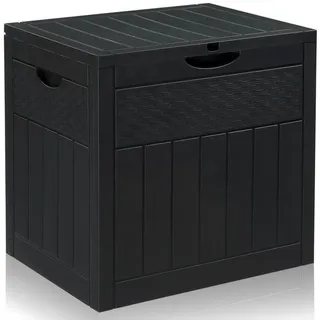 LALAHO Gartenbox Wasserdicht, 126L Kunststoff-Aufbewahrungsbox, für Garten, Terrasse, Balkon, 56x43x53 cm schwarz