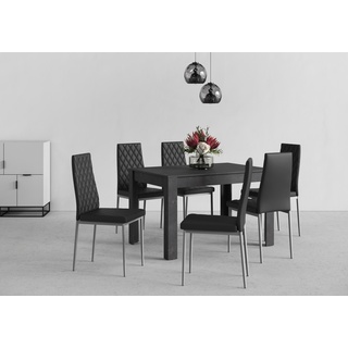 Essgruppe, (Set, 5 tlg.), 4 Stühle mit Tisch in schieferfarben, Breite 120 cm, schieferfarben/Schwarz, , 234844-0 B: 120 cm