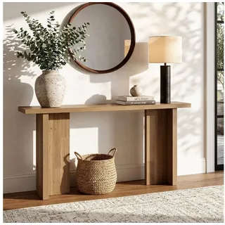 Tribesigns Konsolentisch 160 cm Langer Sofatisch, Sofatisch hinter dem Sofa, Landhaus-Flurtisch braun