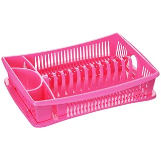 WELLGRO Abtropfgestell - Abtropfgitter - Geschirr Abtropfkorb - Abtropfständer - Abtropfschale - Geschirrabtropfständer - Made IN Europe, Farbe:Pink