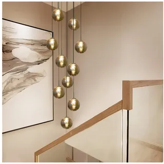 Nettlife Pendelleuchte G9 Hängelampe modern Bernstein/Grau Glas 1/3/4/6/10/15 Flammig, Höheverstellbar, LED wechselbar, Warmweiß, für Küchen Wohnzimmer Schlafzimmer Flur grau|grün