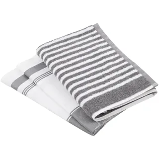 Ross 3er Küchenhandtuch Set 1960+918 2x Geschirrtuch 50x70 cm + 1x Küchenfrottiertuch 50x50 cm | silber - grau