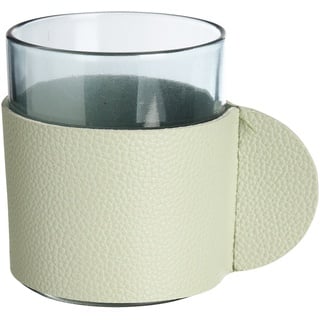 Teelichtglas LEATHER ca.7x8cm, mintgrün