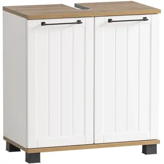 Schildmeyer MÖBELPARTNER Waschtischunterschrank ohne Waschbecken Jelda 154166 eiche landhaus, weiß 59,8 x 32,6 x 62,4 cm