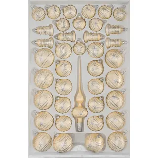39 TLG. Glas-Weihnachtskugeln Set in Ice Champagner Silber Komet - Christbaumkugeln - Weihnachtsschmuck-Christbaumschmuck