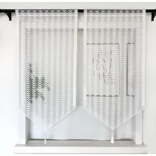 Daliena Panneaux Scheibengardine Kurz Bistrogardine mit Stickerei Kurzstores Gardinen Spitze Küchengardine Modern Fenstergardinen mit Tunnelzug (BxH 45x160cm) Weiß 1 stück