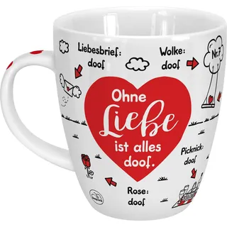 Sheepworld Tasse "Ohne Liebe ist alles doof" | Porzellan, 45 cl | Porzellantasse für Kaffee und Tee, lustige Tasse mit Spruch | 46506