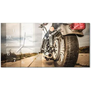 WANDUHR aus Glas 60x30 cm - Motorrad