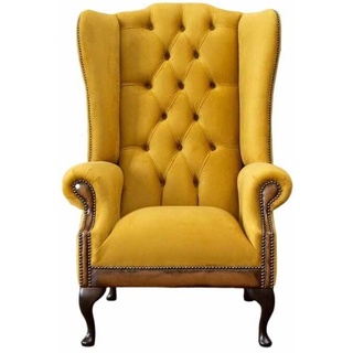 JVmoebel Ohrensessel Gelber Chesterfield Ohrensessel Einsitzer Sofa Couch Polster Samt (Ohrensessel), Made In Europe gelb