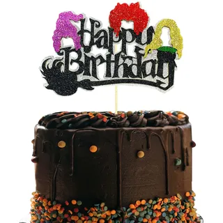 Hocus Pocus Happy Birthday-Kuchenaufsatz, Halloween-Hocus-Pocus-Kuchenspieße, Hexenhaar-Kuchendekorationen für Halloween-Babyparty, Kindergeburtstagsparty-Dekorationen