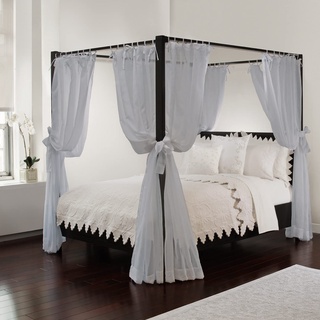 Royale Home Betthimmel-Vorhang-Set, Polyester, GRAU, One Size