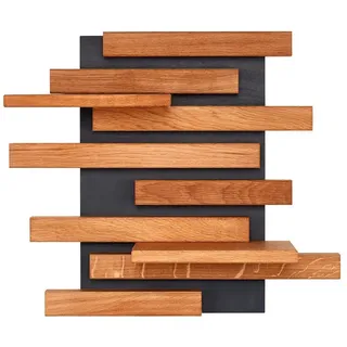 Living Oak Wandregal Eiche massiv mit Leisten auf Grundplatte, Made in Germany