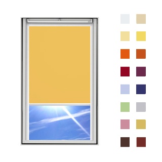 Dachfensterrollo guenstig nach Maß, Stoff Polyester, Farbe gelb, mit Kassette oder als Springrollo, weitere 120 Farben im Shop