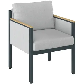 DIETER KNOLL Loungesessel, Anthrazit, Grau, Teak, Holz, Metall, Textil, Teakholz, massiv, Füllung: Schaumstoff, Flachrohr, 61.5x73x65 cm, Loungemöbel, Lounge-Sessel