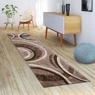 Teppich PACO HOME "Brillance 758" Teppiche Gr. B/L: 80 cm x 300 cm, 18 mm, 1 St., braun Esszimmerteppiche Kurzflor, modernes geometrisches Design, auch als Läufer