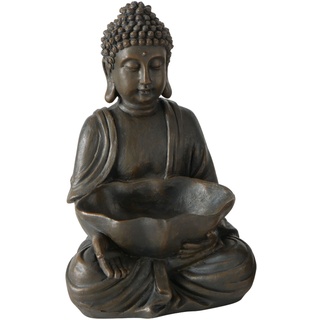 2x Buddha Figuren Asia Design Wohn Ess Zimmer Dekoration Kunstharz Statuen braun