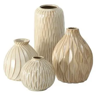 Boltze Vase Zalina 4-teilig Blumenvase Keramik Vase für Trockenblumen Pampasgras,