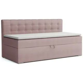 Deine Möbel 24 Kindersofa PATI Boxspringbett Daybett Tagesbett Schlafsofa Couch Jugendsofa, mit Schlaffunktion Bettkasten Einzelbett Jugendsofa Matratze H3 H4 2 Teile, 90x200 100x200 Beige Rosa Grau Anthrazit Schwarz rosa