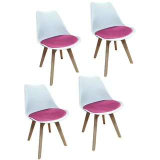 Design-Stühle mit Kunststoffschale und Samt-Sitzki Skandinavischer Look für