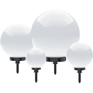 Kugelleuchten 4er-Set, Ø 20 ,30 ,40 und 50 cm, weiß, Außenleuchten,