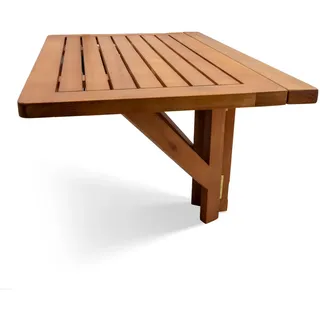 Spetebo Eukalyptus Balkontisch - 60x40 cm - Holz Klapptisch klappbar | Balkon Hänge Tisch - natur zum einhängen