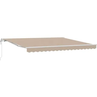 ACAGALA Elektrische Gelenkarmmarkise 4x3m, Markise Automatisch mit Fernbedienung und Handkurbel, Sonnenmarkise Sonnenschutz für Terrasse Balkon Garten, Beige(weißem Rahmen)