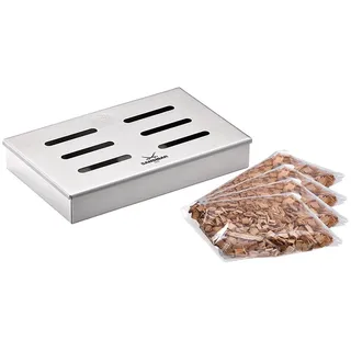 Rösle Räucherset Räucherbox, Edelstahl 18/10, 4 Sorten Räucherchips, für Smoker, Holzkohle- und Gasgrills