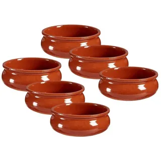 Annastore Servierschale 6-tlg. Set Cazuelas ofenfest Tonschalen Schalen für Tapas Creme Brülèe, Mit hochwertiger Handarbeit veredelt