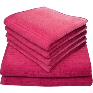 Dyckhoff Handtuchset 4 Handtücher 50 x 100 cm und 2 Duschtücher 70 x 140 cm pink