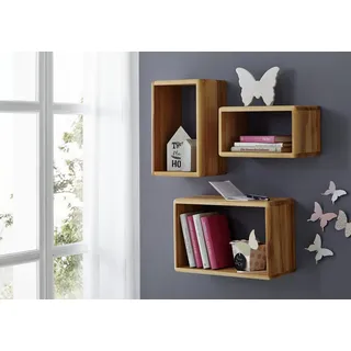 Woodroom Wandregal Riverdale, Set, Wandboard-Set, massive Kernbuche geölt braun